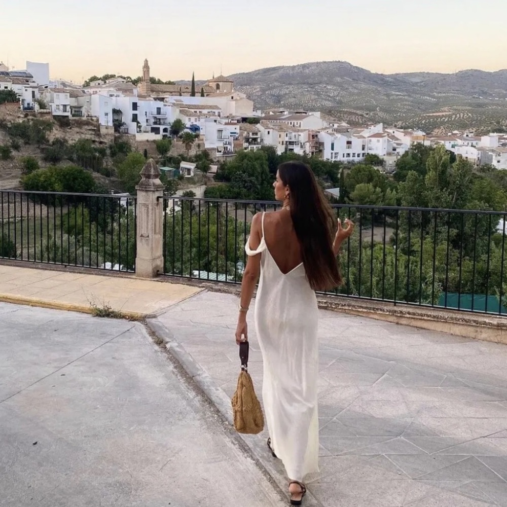 Zara linen blend long dress white - Picture 3 of 11